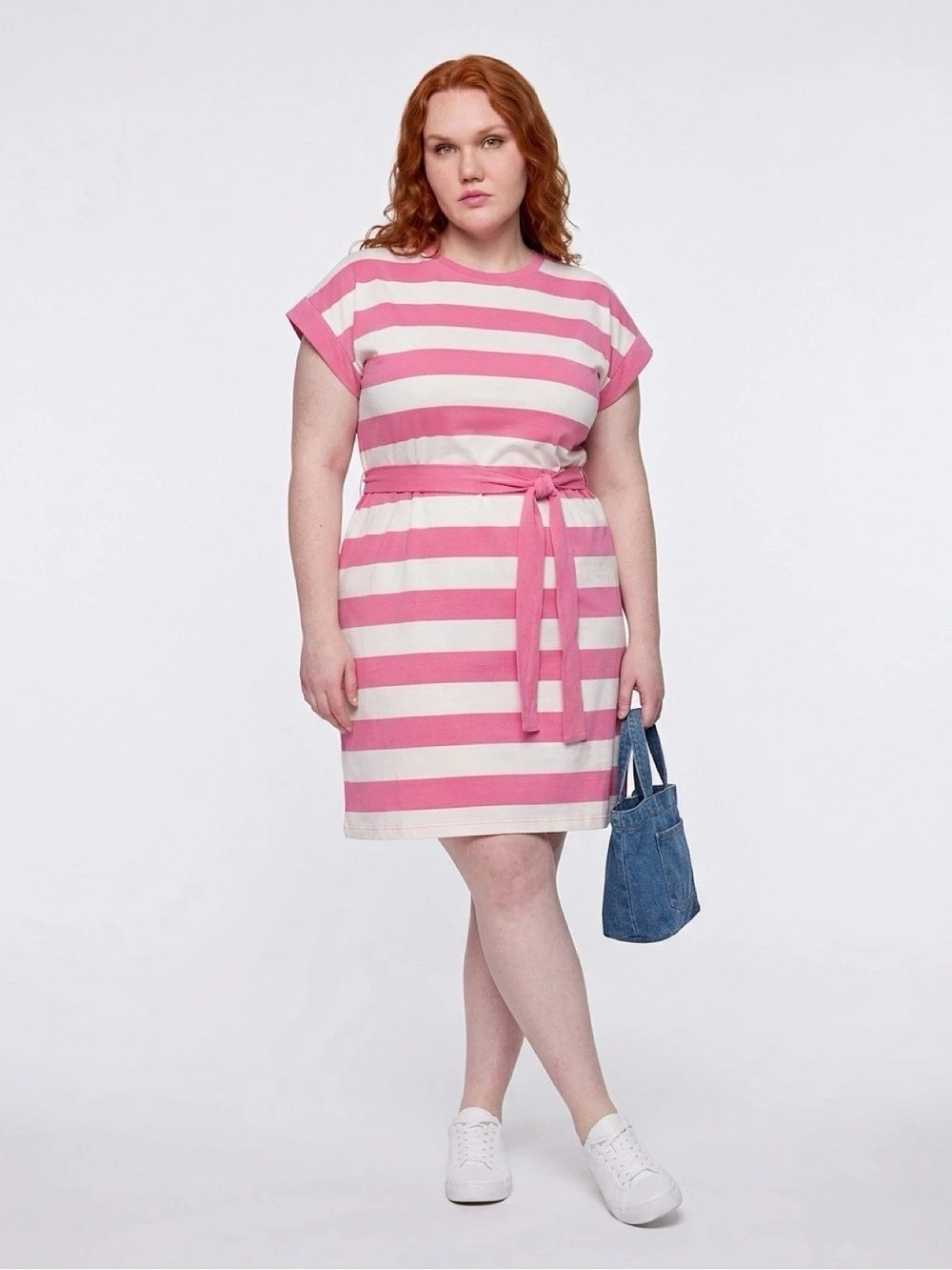 Pink & White Striped Mini Dress Like New